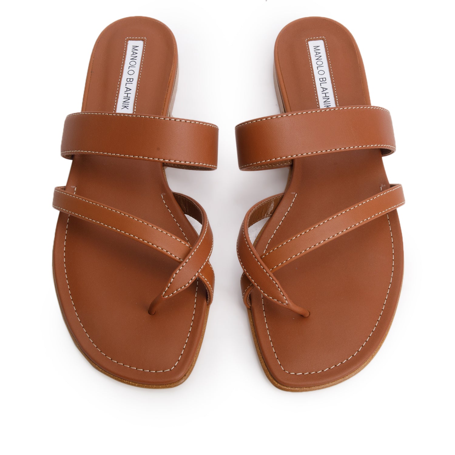 Manolo Blahnik Brown Calf Leather Susacru Crossover Sandals, Women's Size 38 w/ Box