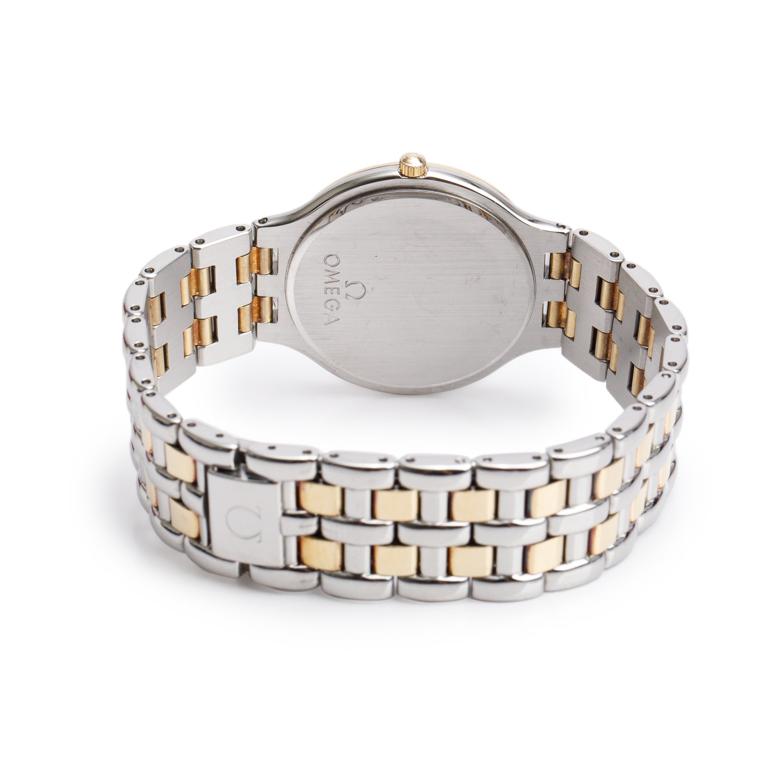 Omega Vintage Stainless Steel & 18k Yellow Gold De Ville Symbol 32 MM Quartz Watch Gold Dial