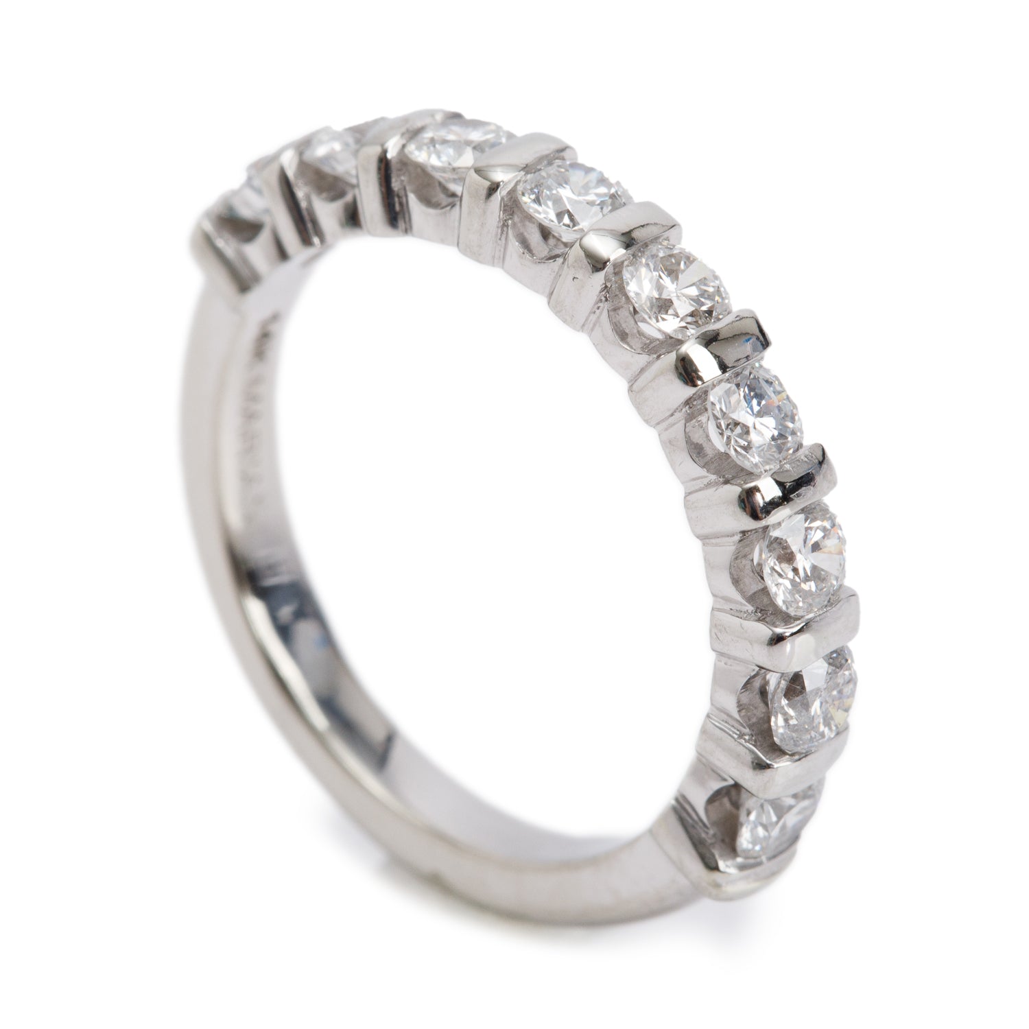 14k White Gold 0.72 tcw. Diamond Half Eternity Wedding Band Ring, Size 4.25