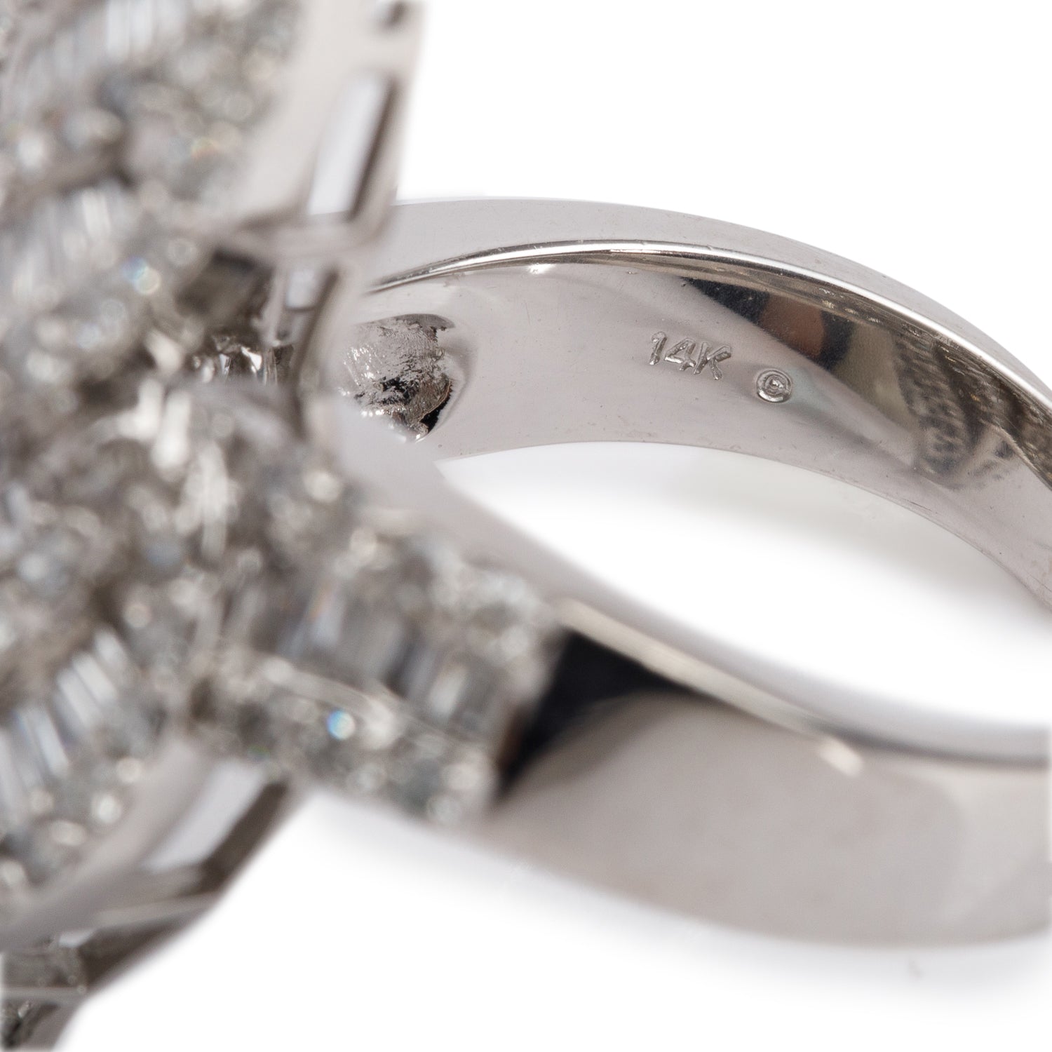 18k White Gold Diamond Cocktail Ring, Size 7.0