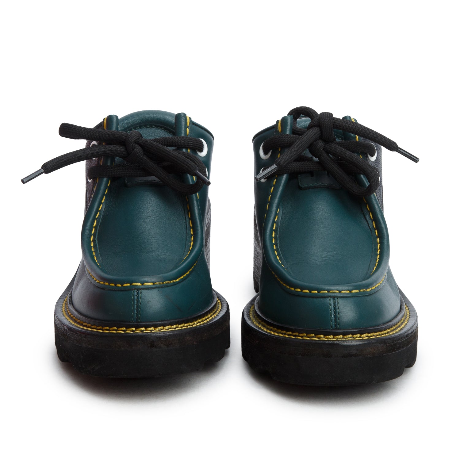 Louis Vuitton Green Calfskin Beaubourg Platform Derby Shoes, Women's Size 37.5 w/ Box