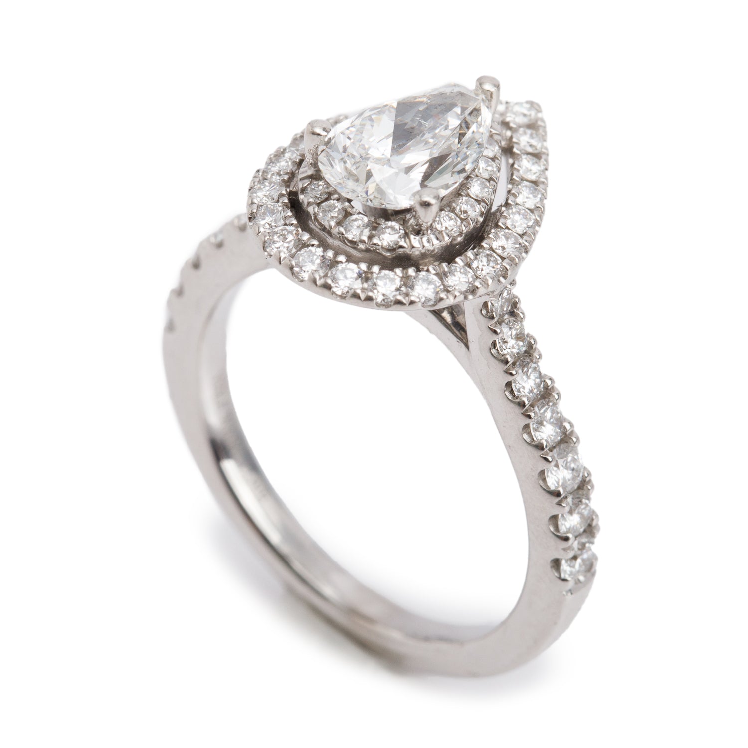 Vera Wang 14k White Gold Love 1.00 ct. Pear Shaped Diamond Engagement Ring, Size 6.25 w/ Box & Authenticity Card
