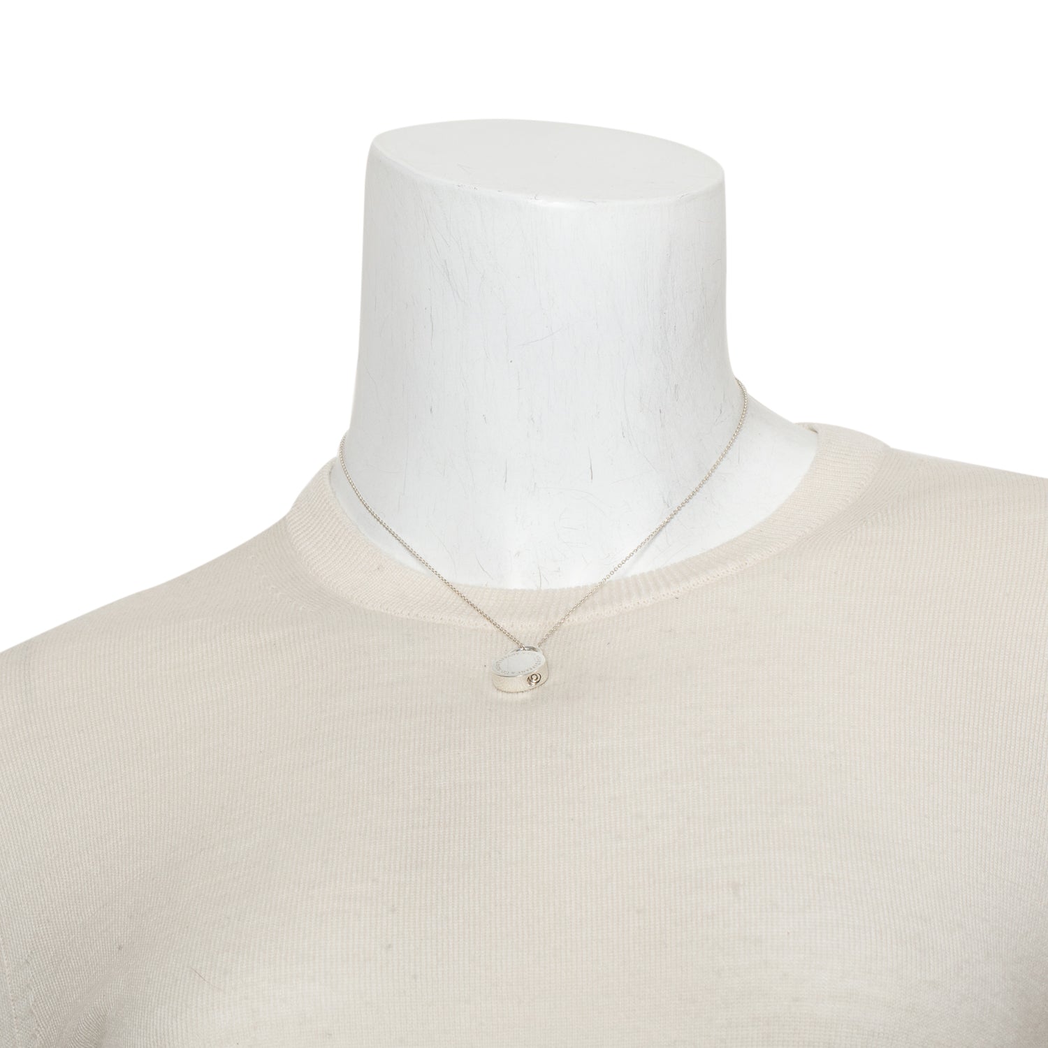 Tiffany & Co. Sterling Silver Round Lock Charm Pendant Necklace