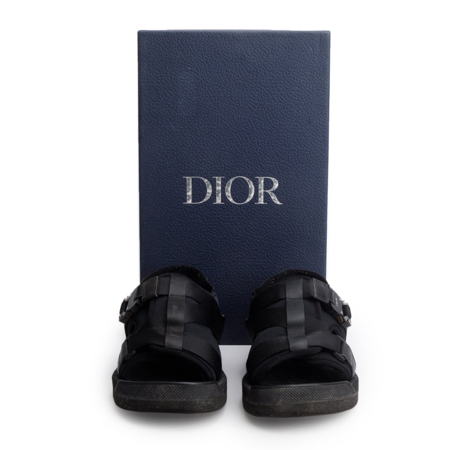 Christian Dior Black Alpha Oblique Canvas Sandals, Women's Size 38 w/ Box