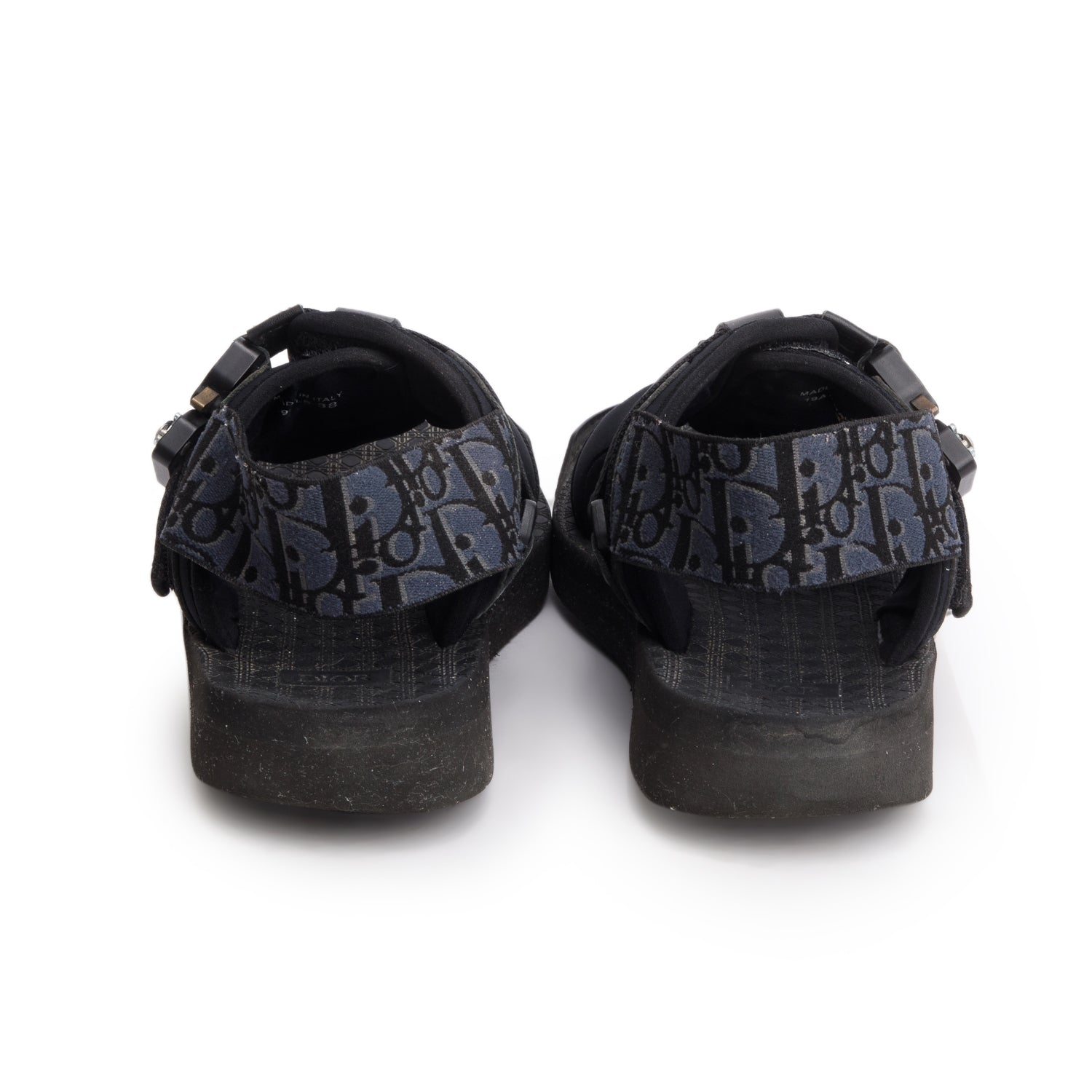 Christian Dior Black Alpha Oblique Canvas Sandals, Women's Size 38 w/ Box