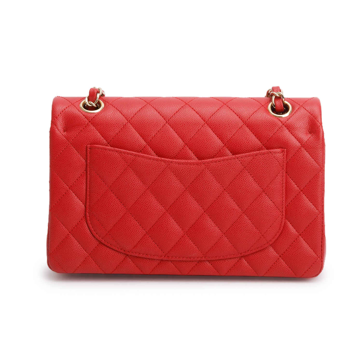 Chanel Red Caviar Quilted Leather Small Double Flap Bag w/ Box