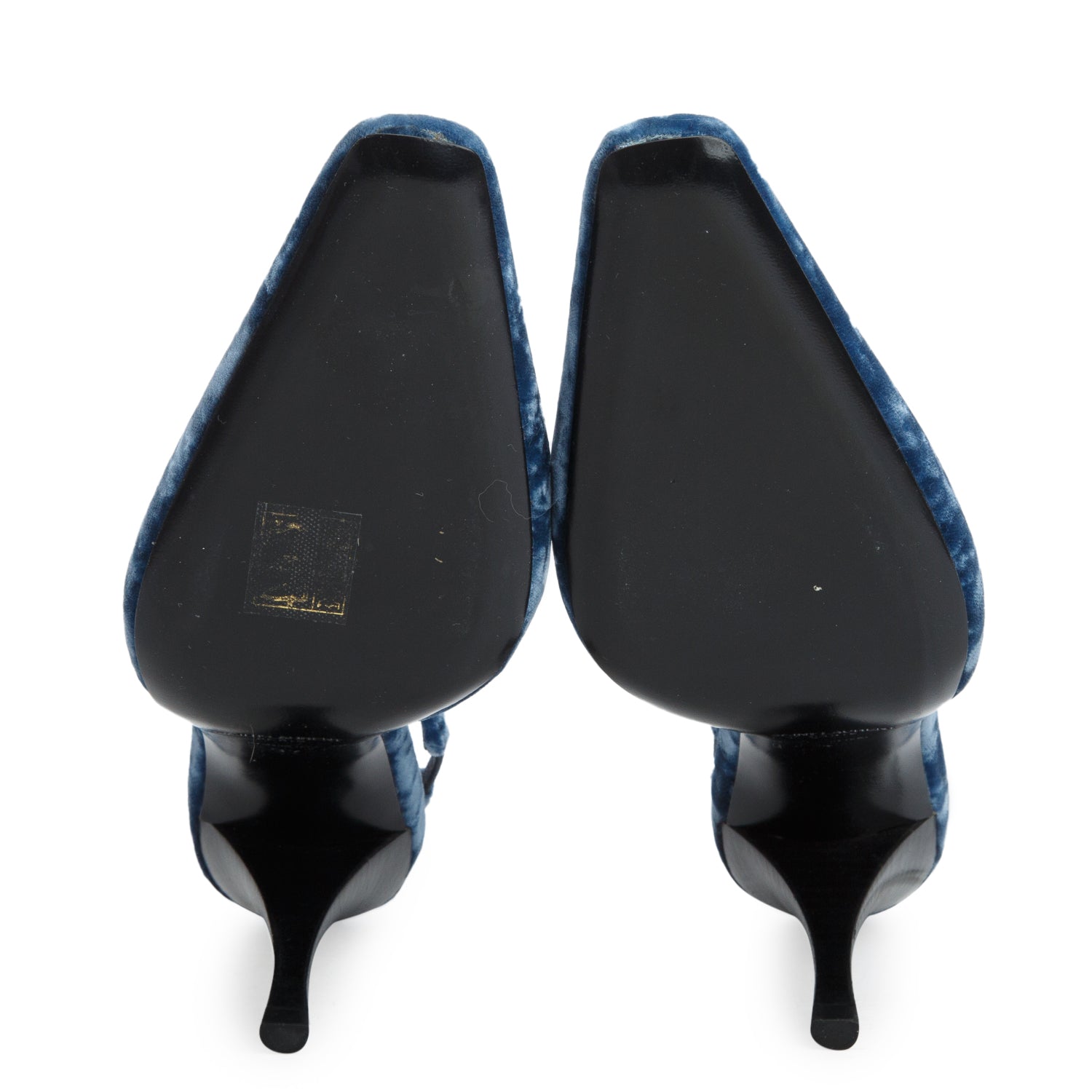 Saint Laurent Blue Velvet Tom 90 Dream Slingback Pumps, Women's Size 37