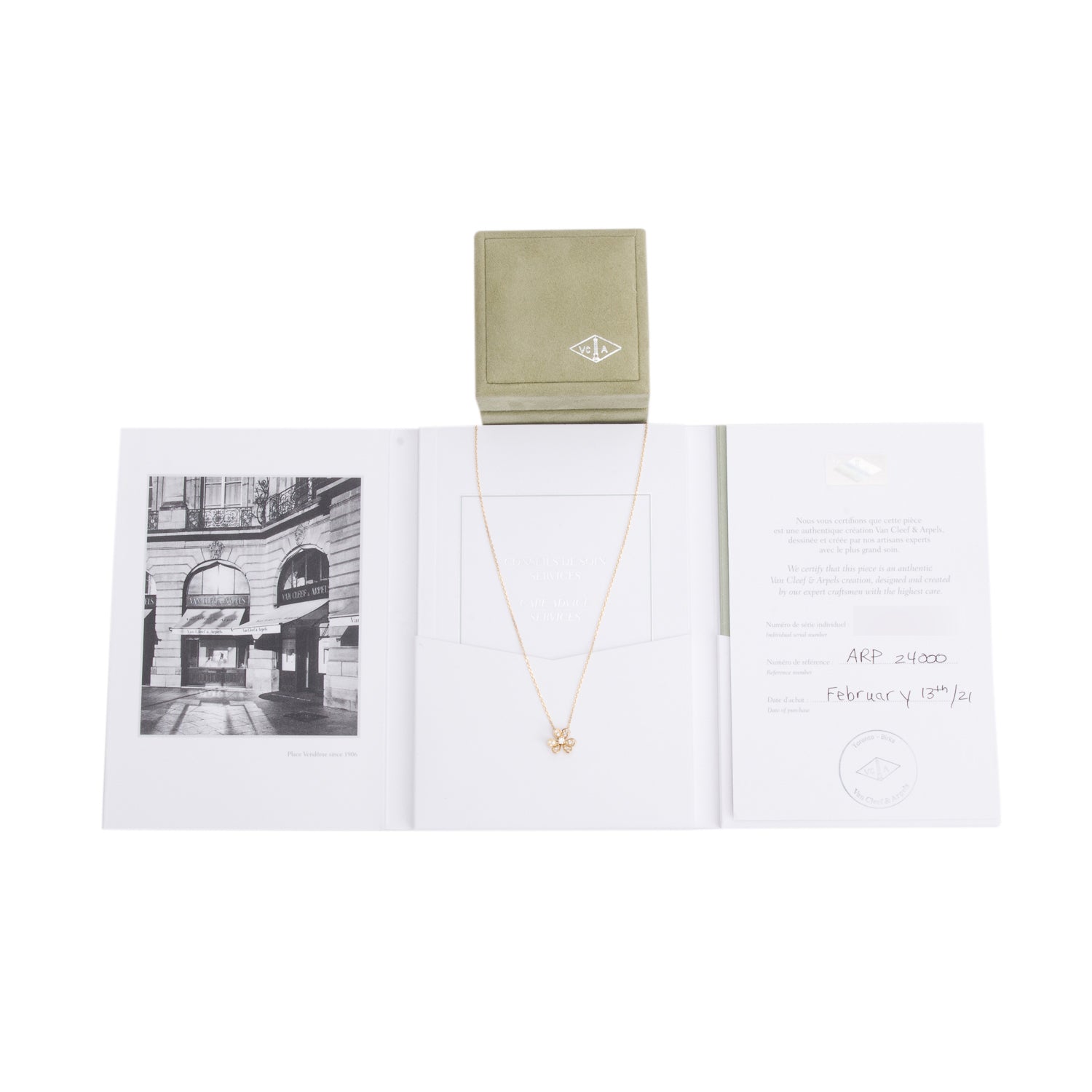 Van Cleef & Arpels 2021 18kYellow Gold Pave Diamond Frivole Pendant Necklace, Mini Model w/ Box & Certificate