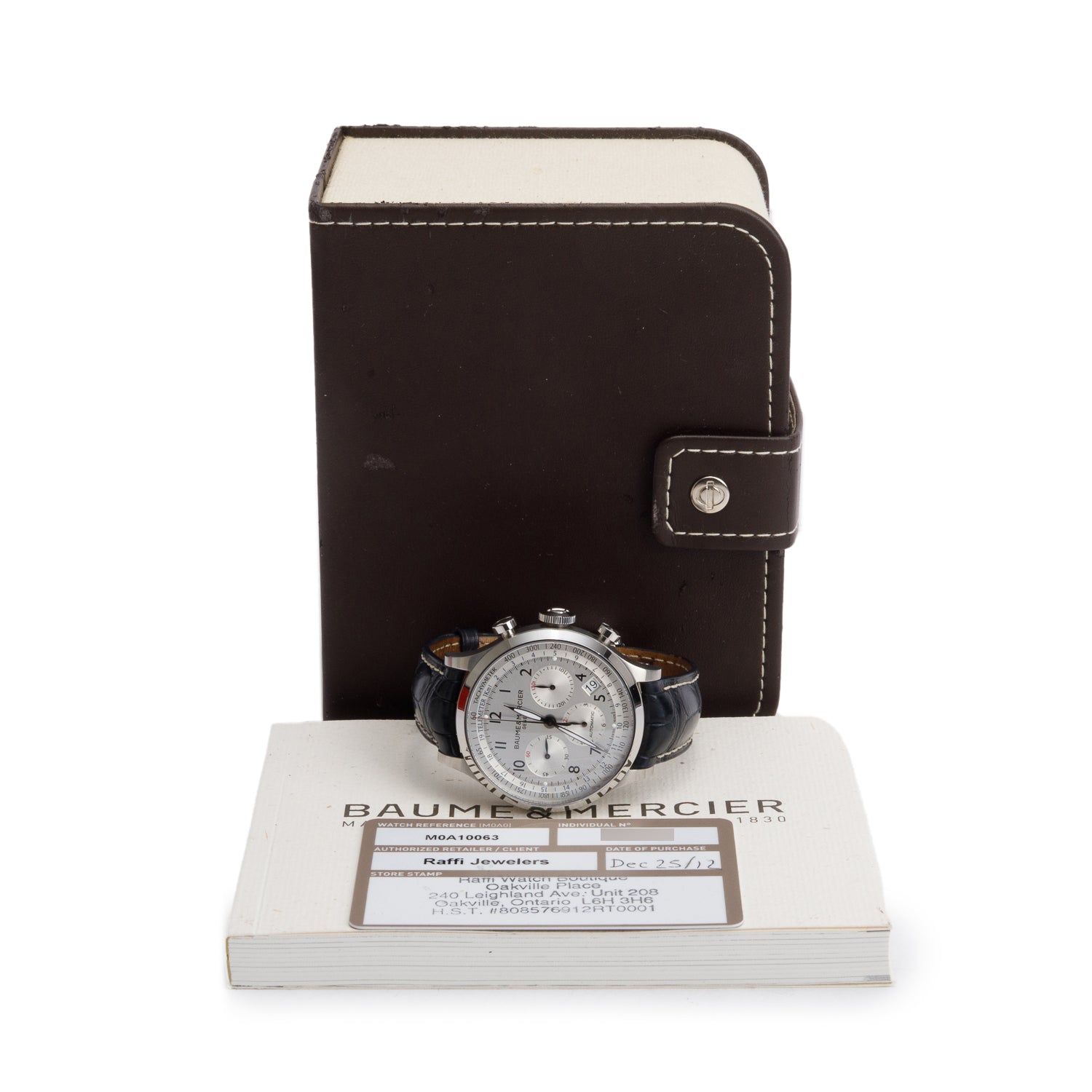 Baume & Mercier Stainless Steel Capeland 44 MM Automatic Chronograph Watch Silver Dial M0A10063 w/ Box & Papers