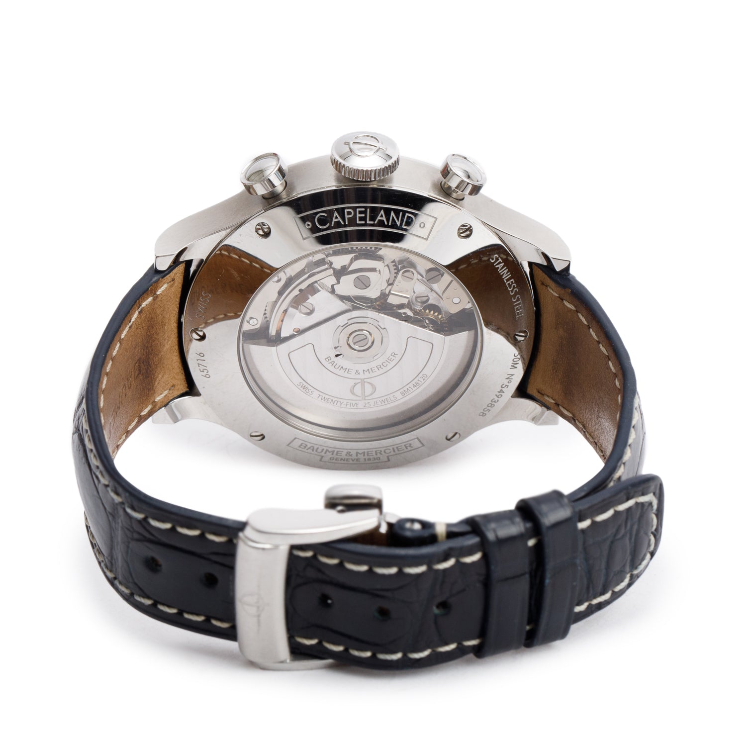 Baume & Mercier Stainless Steel Capeland 44 MM Automatic Chronograph Watch Silver Dial M0A10063 w/ Box & Papers