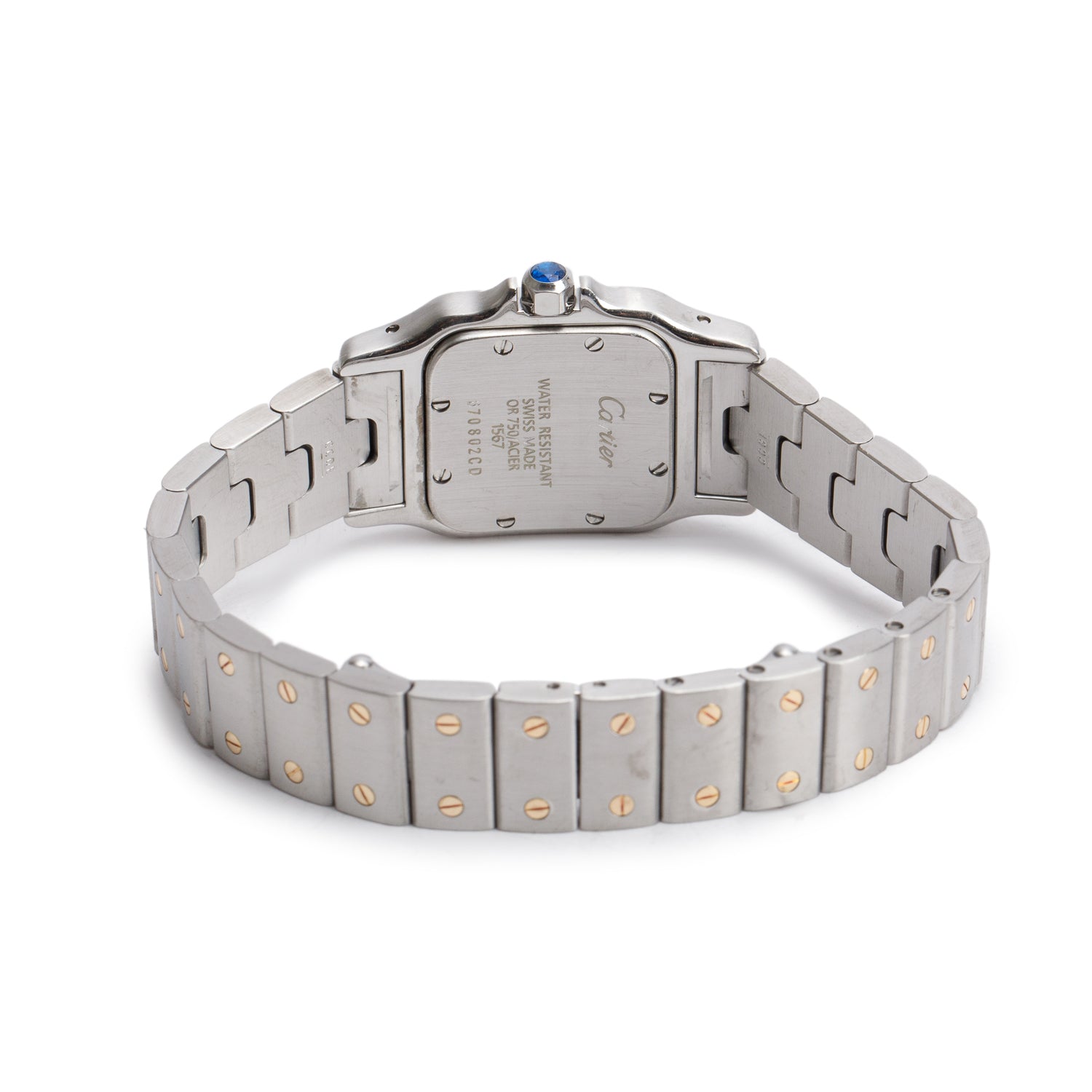 Cartier Stainless Steel & 18k Yellow Gold Santos De Cartier Galbee Quartz Watch, Small Model 1567 w/ Box & Papers