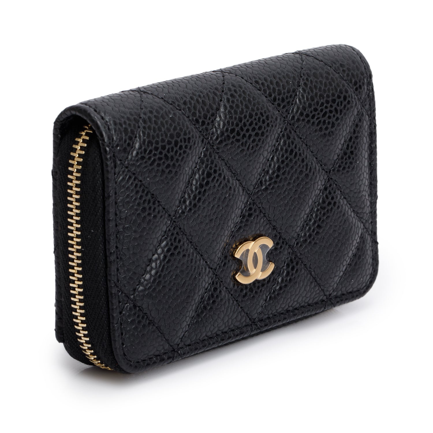 Chanel 2021 Black Caviar Leather Classic Zipped Coin Purse w/ Box & Receipt