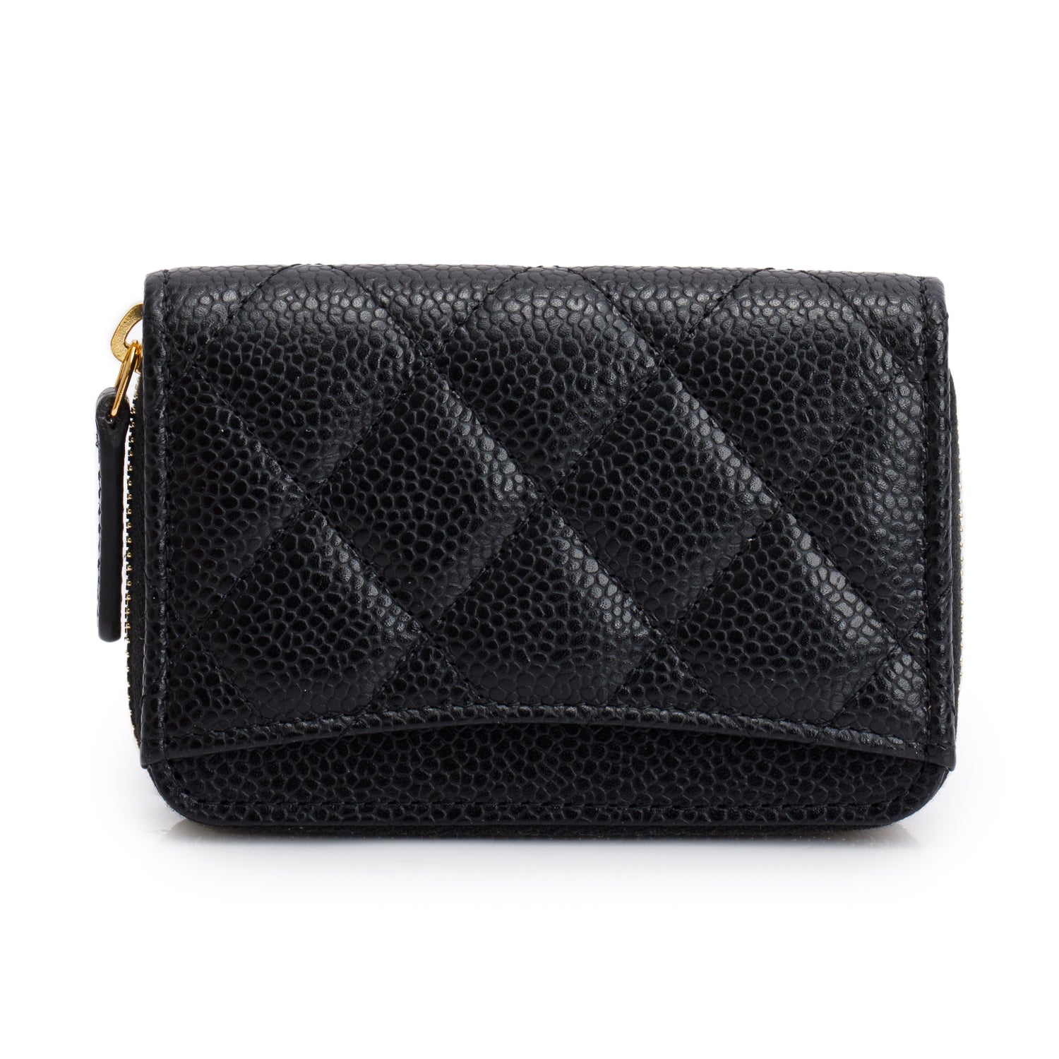 Chanel 2021 Black Caviar Leather Classic Zipped Coin Purse w/ Box & Receipt