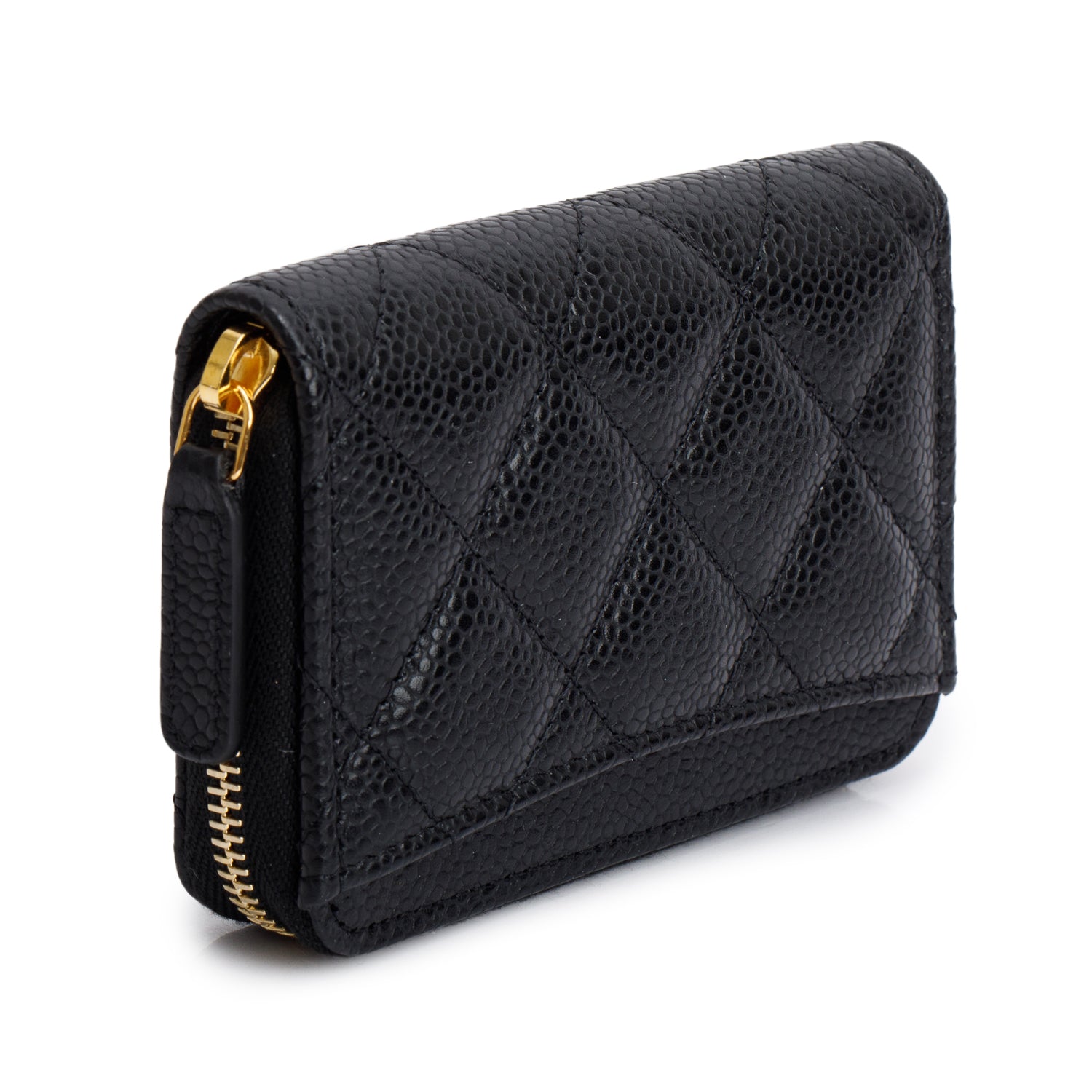 Chanel 2021 Black Caviar Leather Classic Zipped Coin Purse w/ Box & Receipt