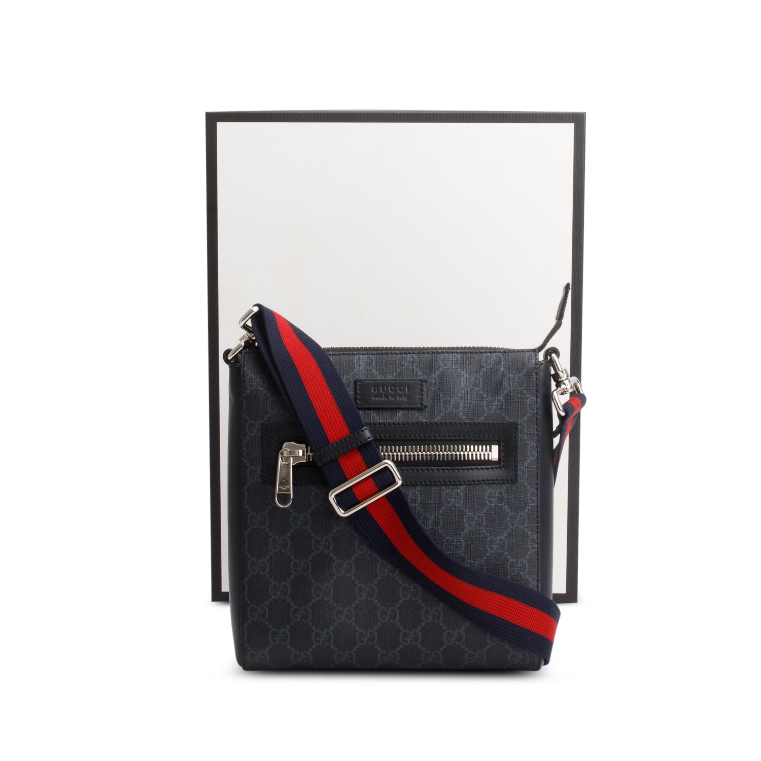 Gucci Black GG Supreme Small Messenger Bag w/ Box