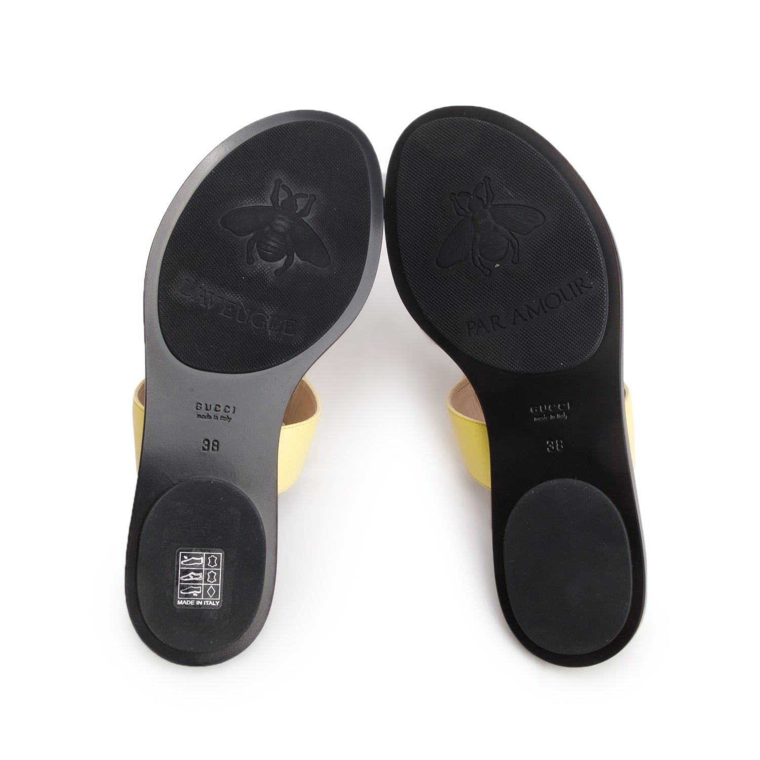 Gucci Yellow Calfskin GG Marmont Thong Sandals, Women's Size 38 w/ Box