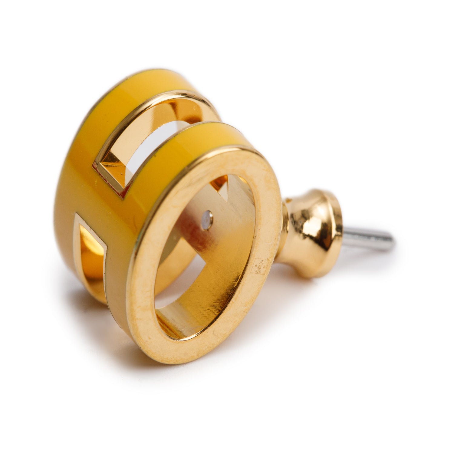 Hermes Gold Plated Yellow Lacquered Pop H Earrings w/ Box
