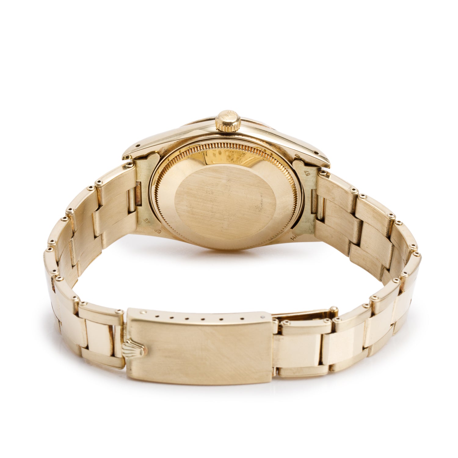 Rolex 14k Yellow Gold Oyster Perpetual Date 34 MM Watch Champagne Dial 15037