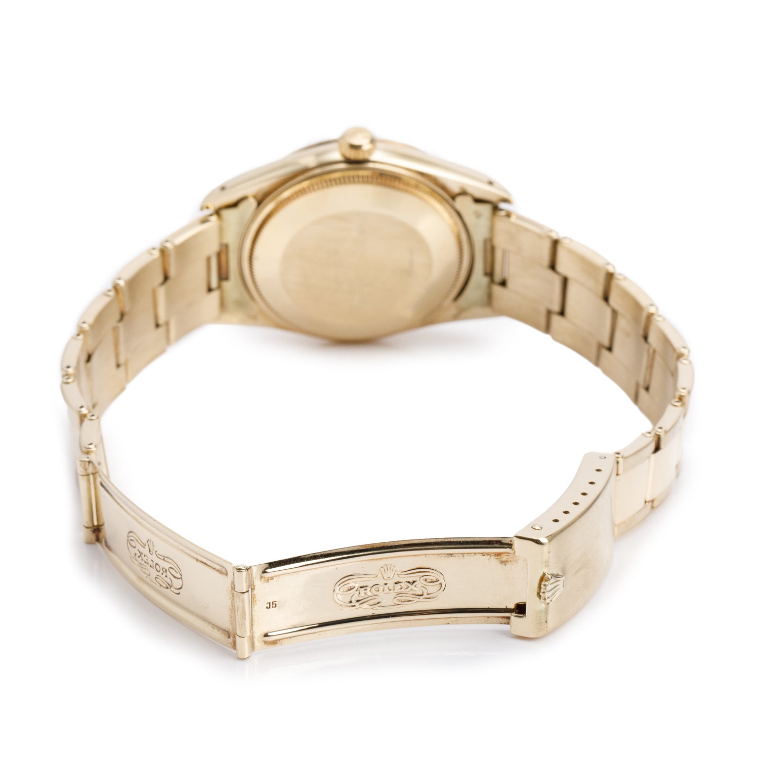 Rolex 14k Yellow Gold Oyster Perpetual Date 34 MM Watch Champagne Dial 15037