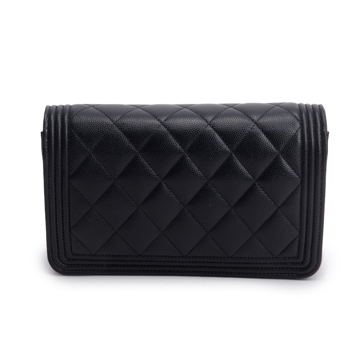 Chanel Black Caviar Quilted Boy Wallet on Chain