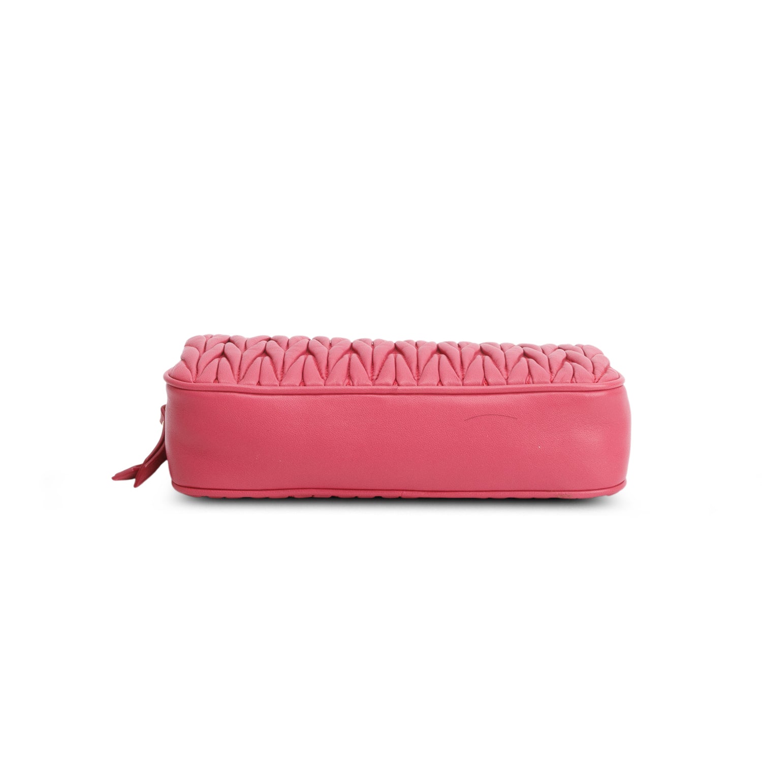 Miu Miu Pink Matelasse Leather Mini Double Zip Crossbody Bag w/ Authenticity Card