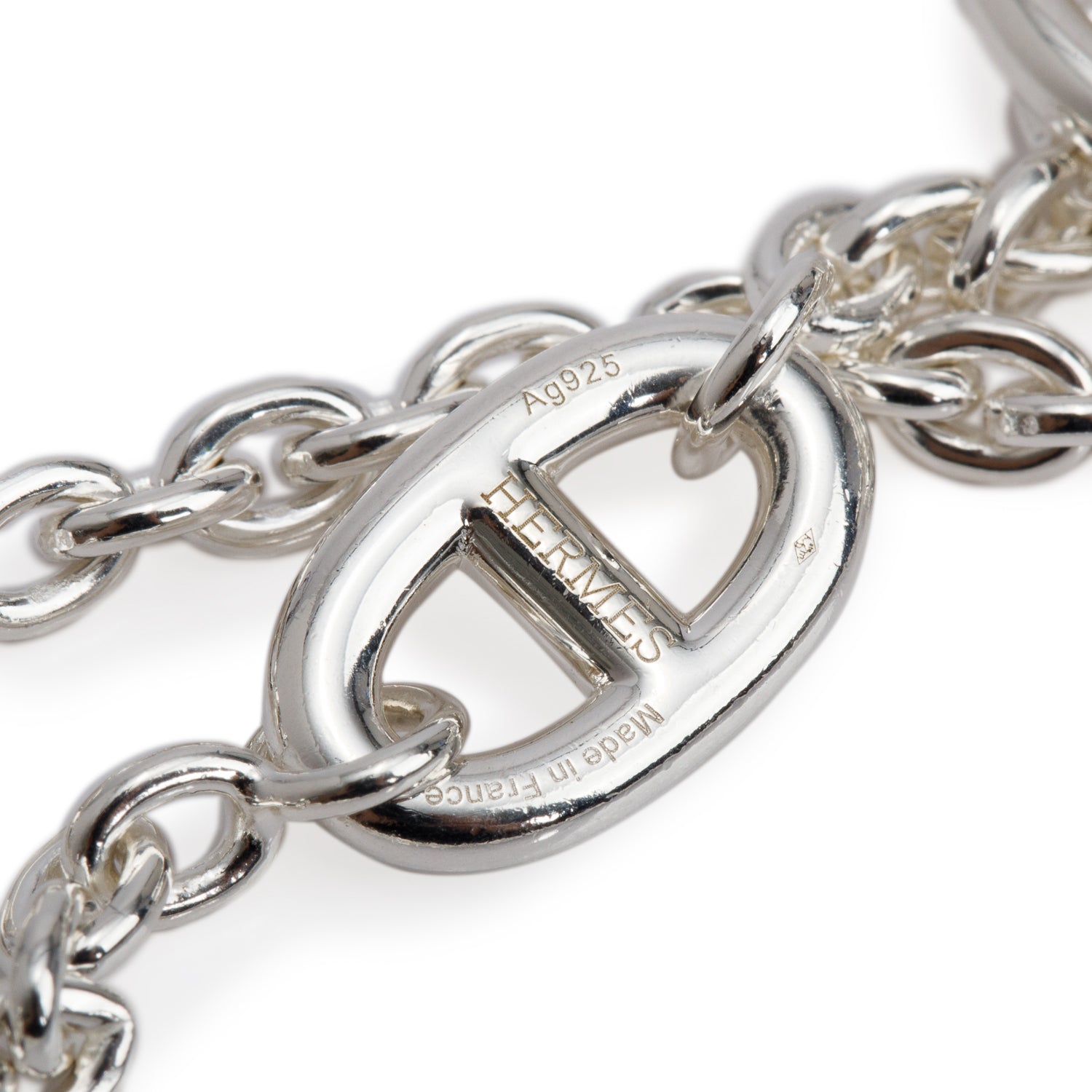 Hermes Sterling Silver Farandole Long Necklace, 120 cm w/ Box