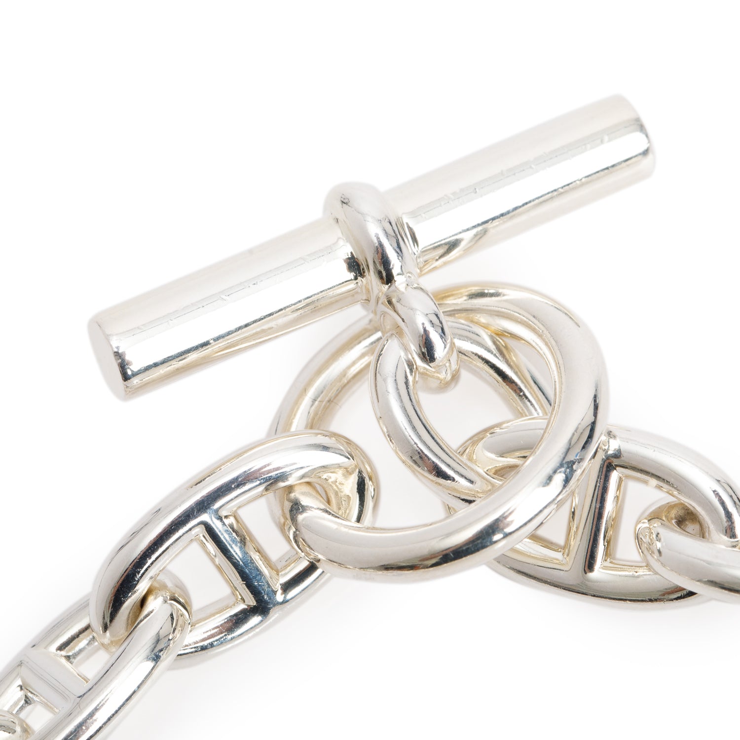 Hermes Sterling Silver Chaine d'Ancre Toggle Necklace, Large Model w/ Box