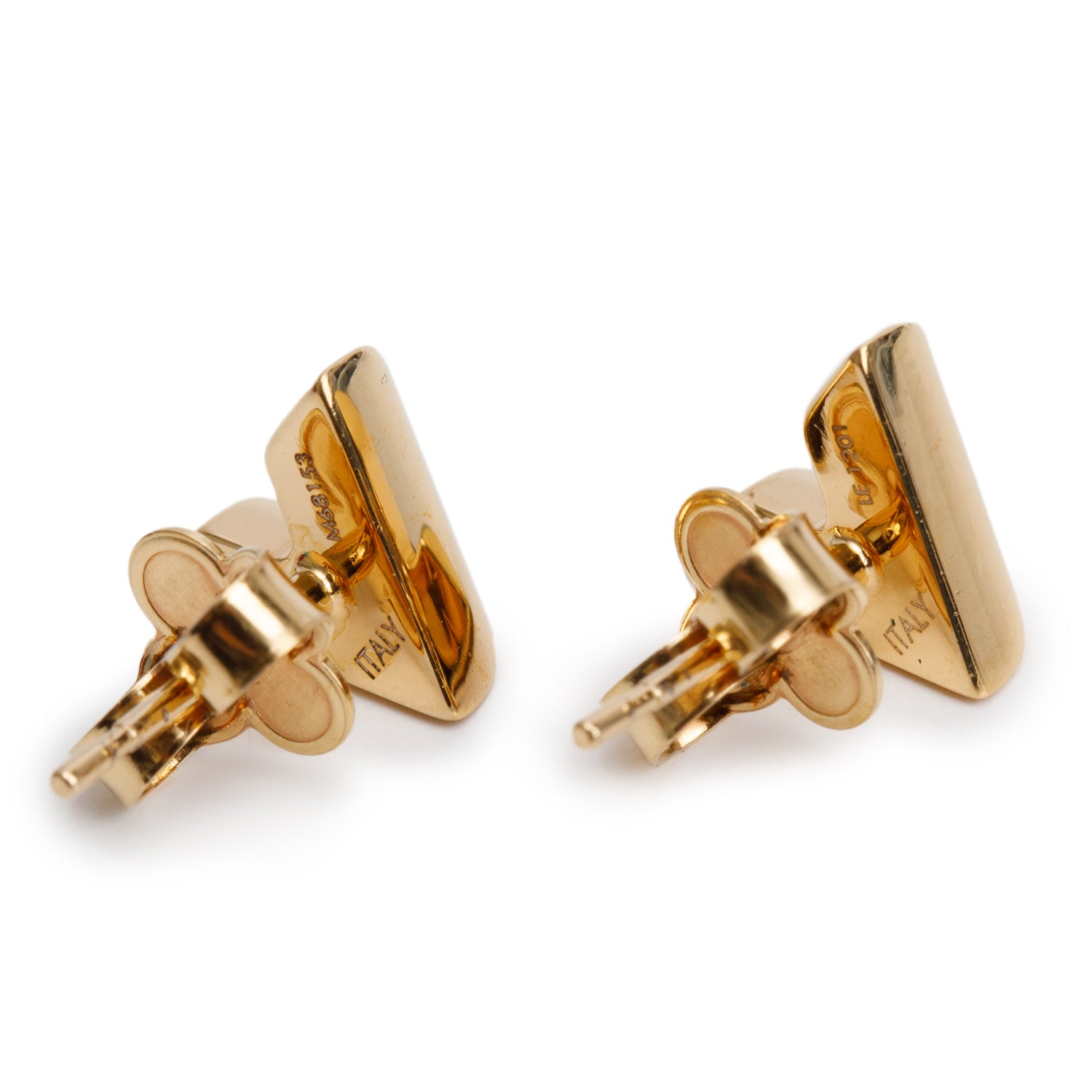 Louis Vuitton Gold Plated Essential V Stud Earrings w/ Box