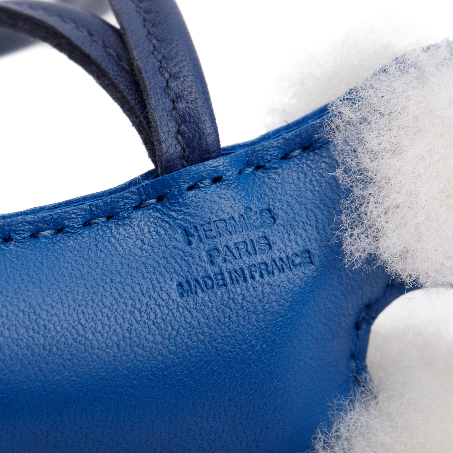 Hermes 2022 Bleu France/Bleu Saphir Milo Lambskin Shearling Budy Charm w/ Box