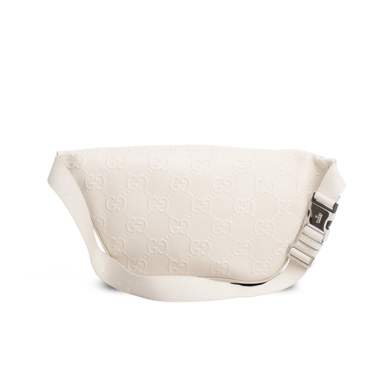 Gucci White Calfskin GG Tennis Embossed Belt Bag w/ Box