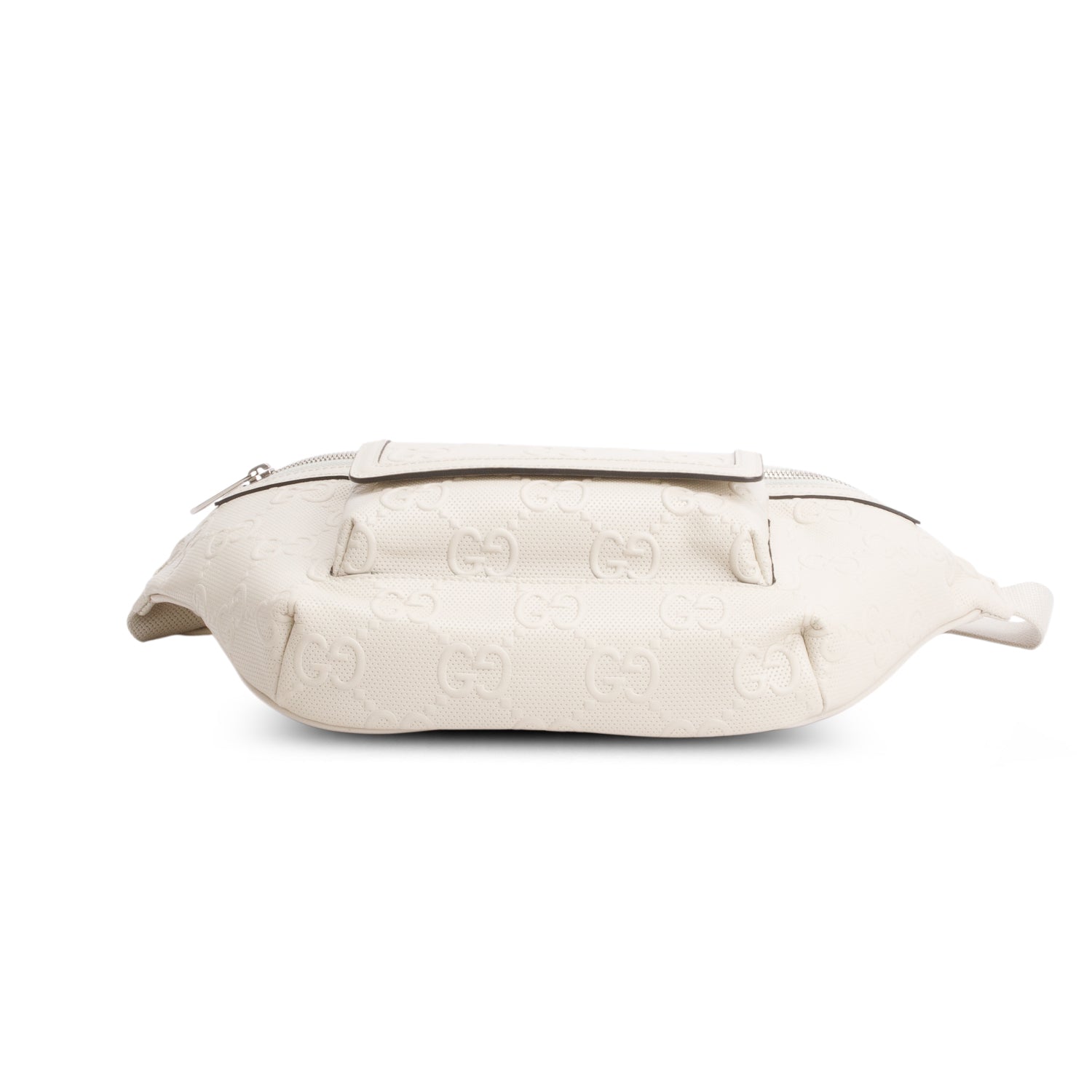 Gucci White Calfskin GG Tennis Embossed Belt Bag w/ Box