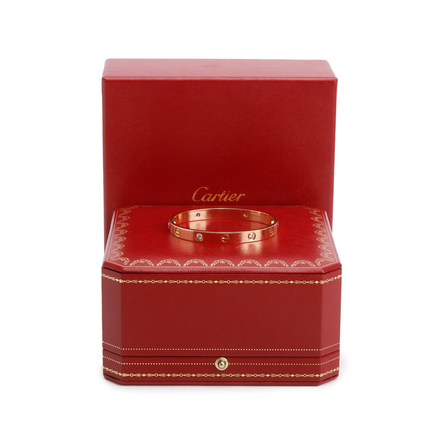 Cartier 18k Yellow Gold Love Bracelet with 4 Diamonds, Classic Model Size 16 w/ Box