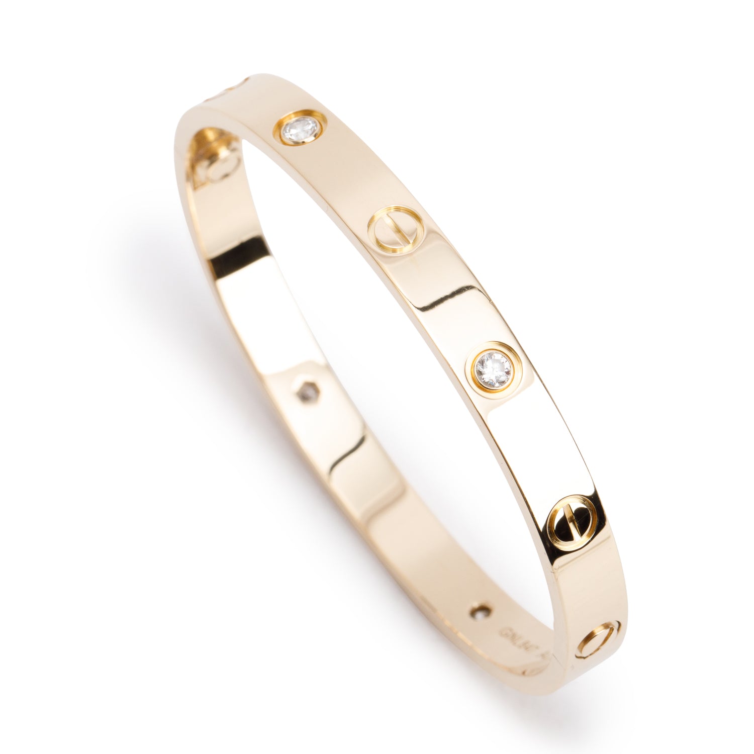 Cartier 18k Yellow Gold Love Bracelet with 4 Diamonds, Classic Model Size 16 w/ Box