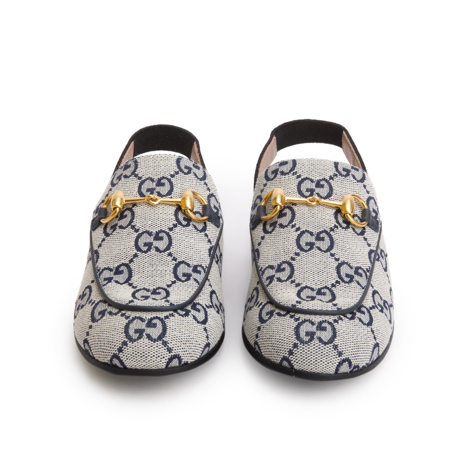 Gucci Blue Monogram Horsebit Princetown Mules, Kids Size 30 w/ Box