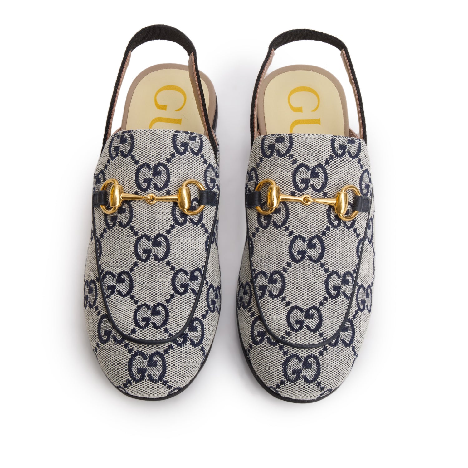 Gucci Blue Monogram Horsebit Princetown Mules, Kids Size 30 w/ Box