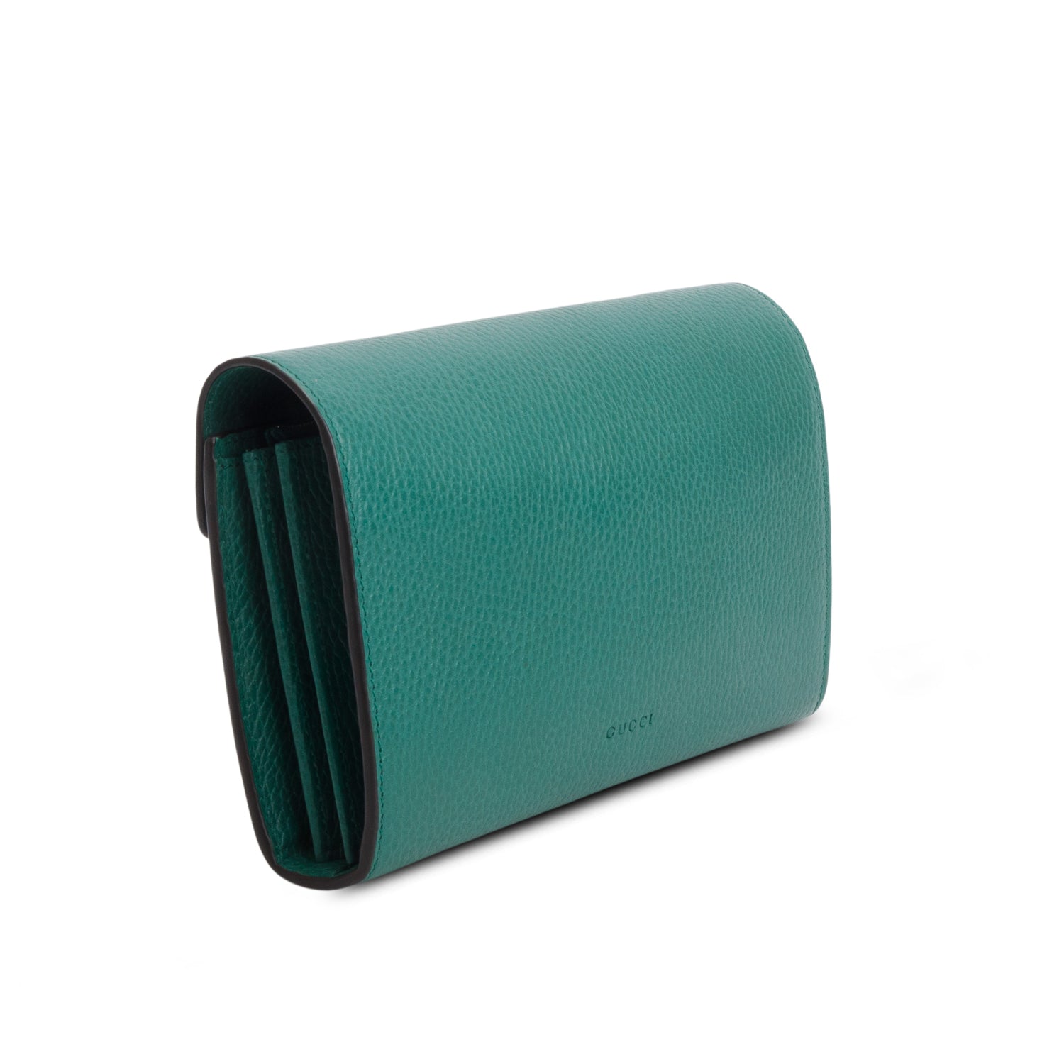 Gucci Green Calfskin Crystals Mini Dionysus Chain Wallet w/ Box