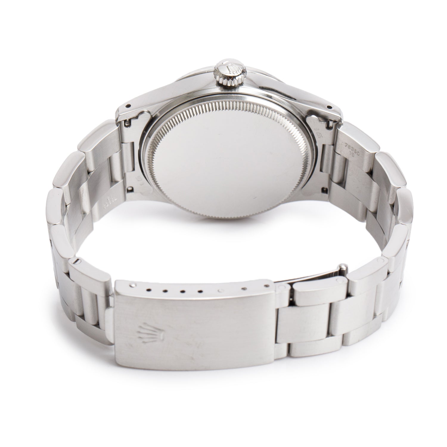 Rolex Vintage Stainless Steel Oyster Perpetual Date 34 MM Watch Silver Roulette Dial 6518