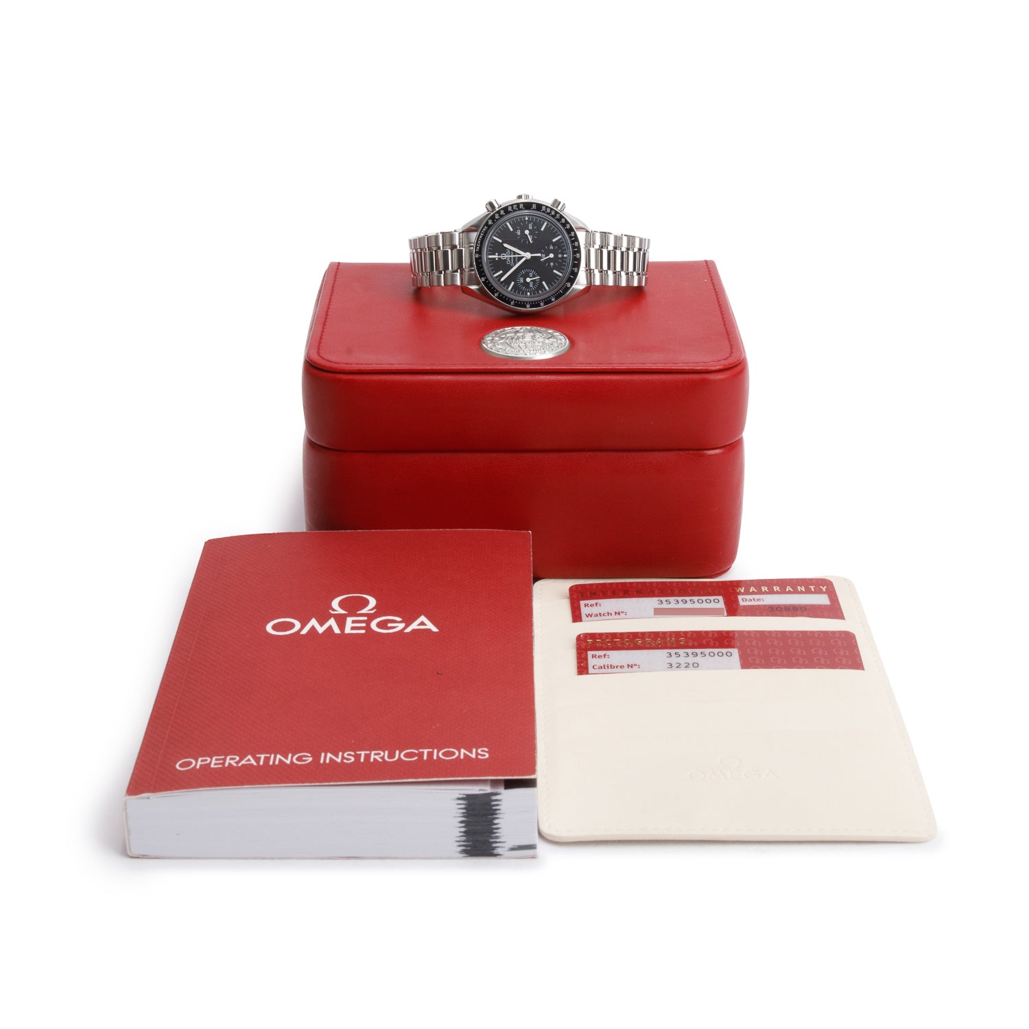 Omega Stainless Steel Speedmaster Reduced 39 MM Automatic Chronograph Watch Black Dial w/ Box & Papers