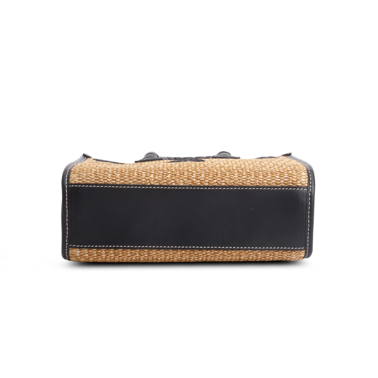 Burberry Black Raffia Calfskin Mini Freya Tote