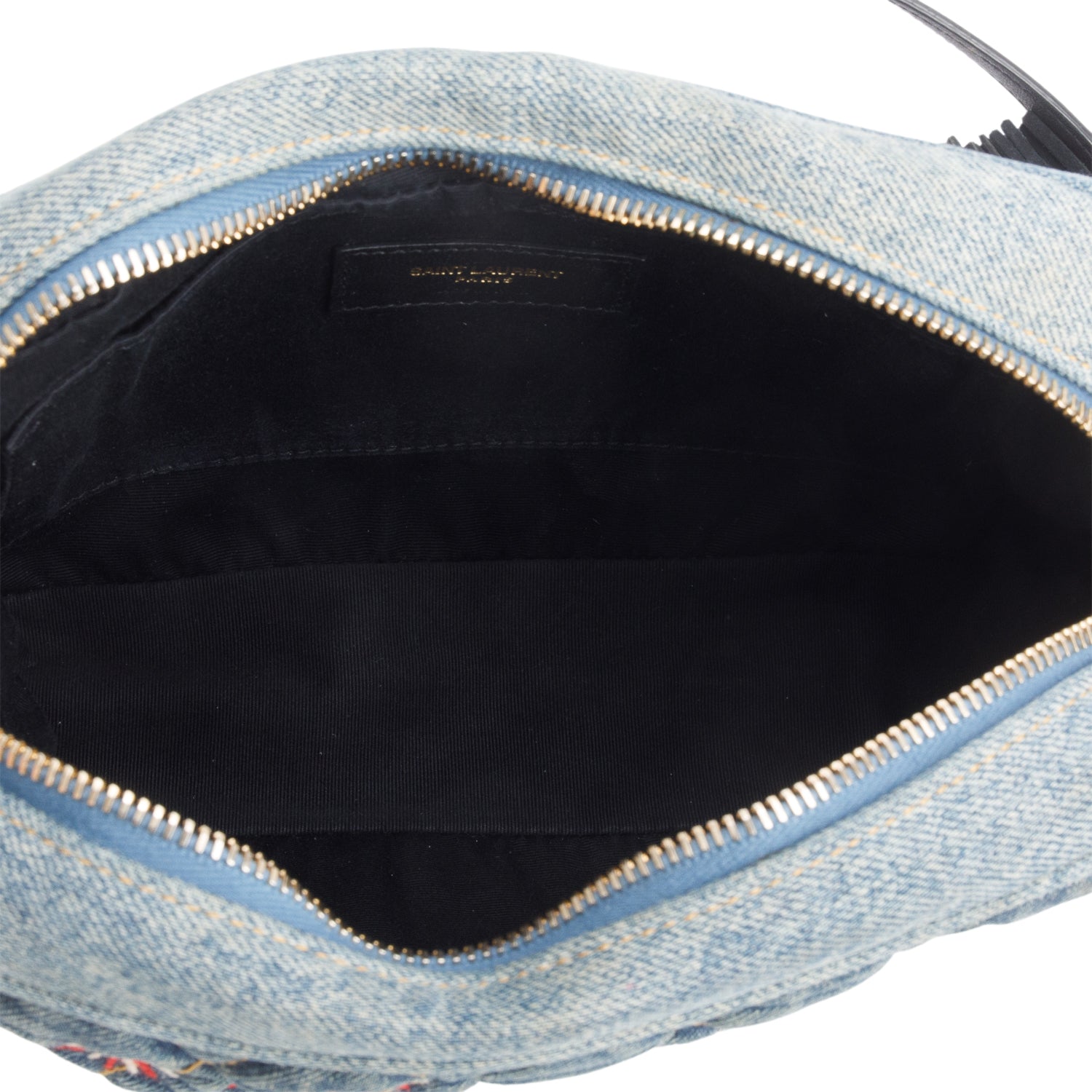 Saint Laurent Blue Denim Matelasse Quilted Summer Embroidered Classic Monogram Camera Bag
