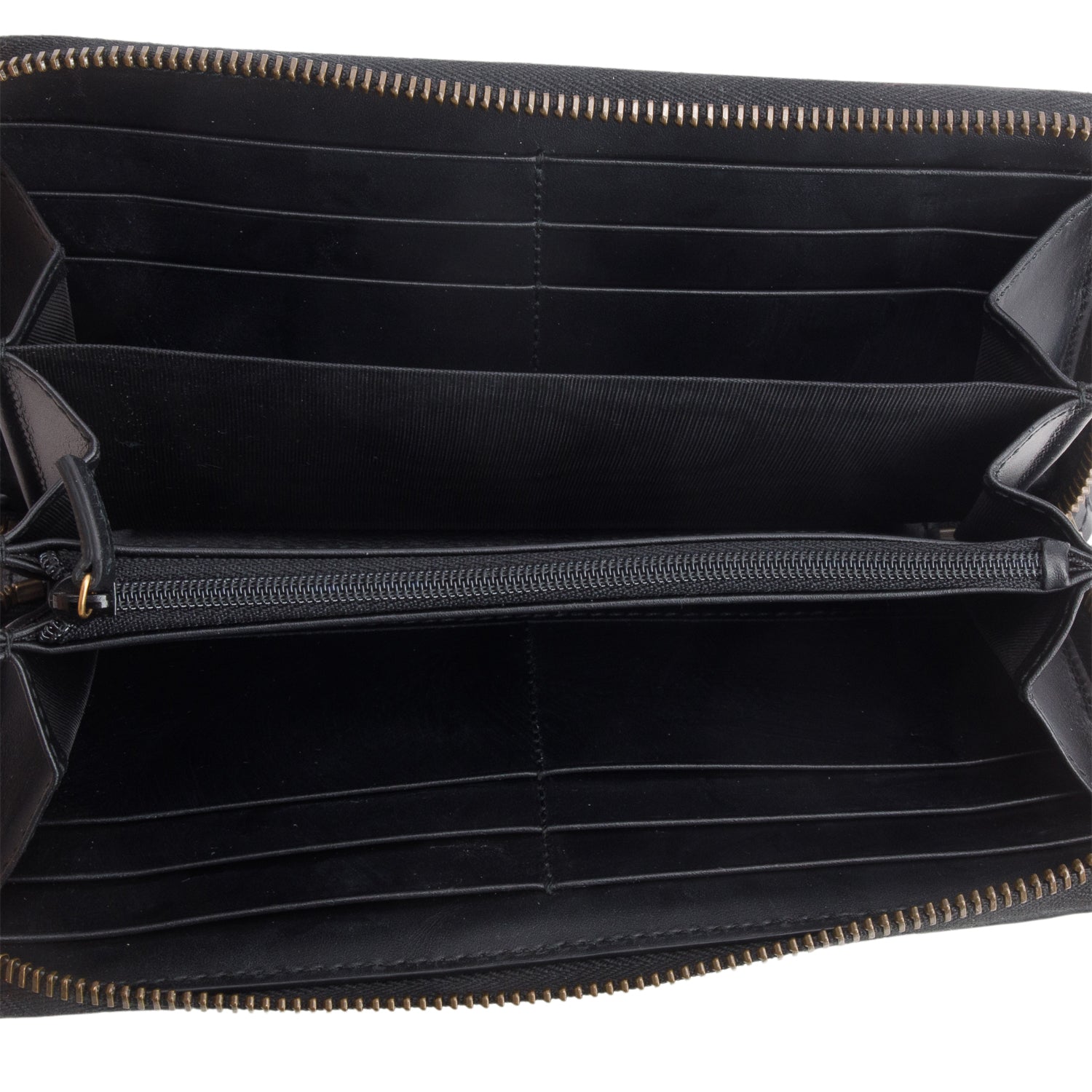Gucci Black Signature Leather Cat Head Continental Zip Wallet