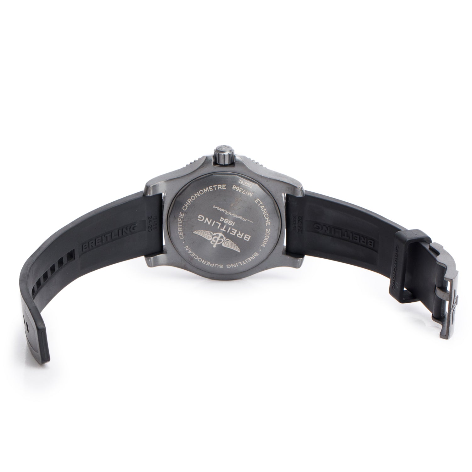 Breitling Black Stainless Steel Superocean 46 MM Automatic Watch Black Dial M17368 w/ Box & Extra Strap