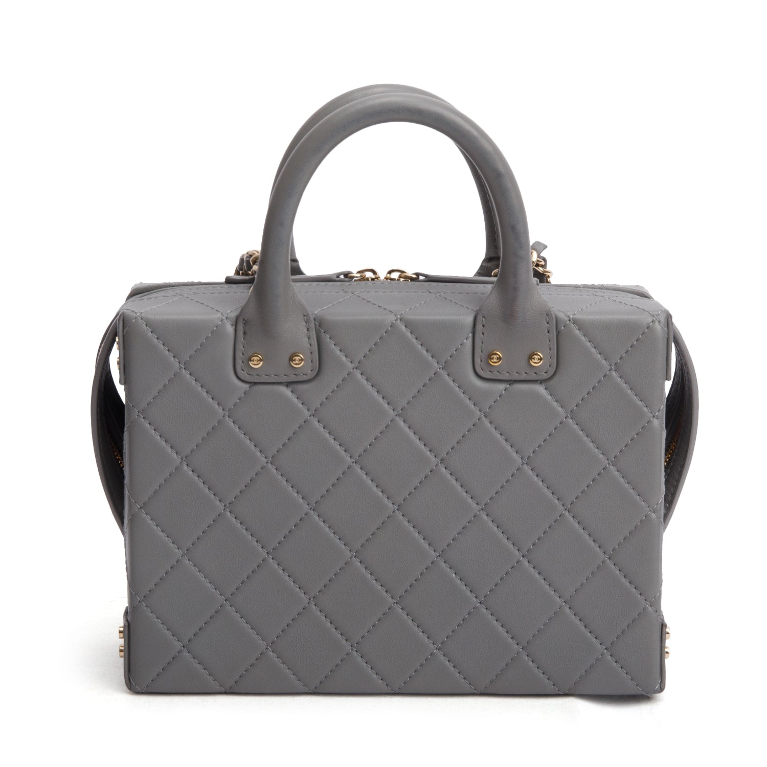 Chanel 2022 Grey Quilted Calfskin Leather Coco Vault Small Vanity Case w/ Box & Receipt