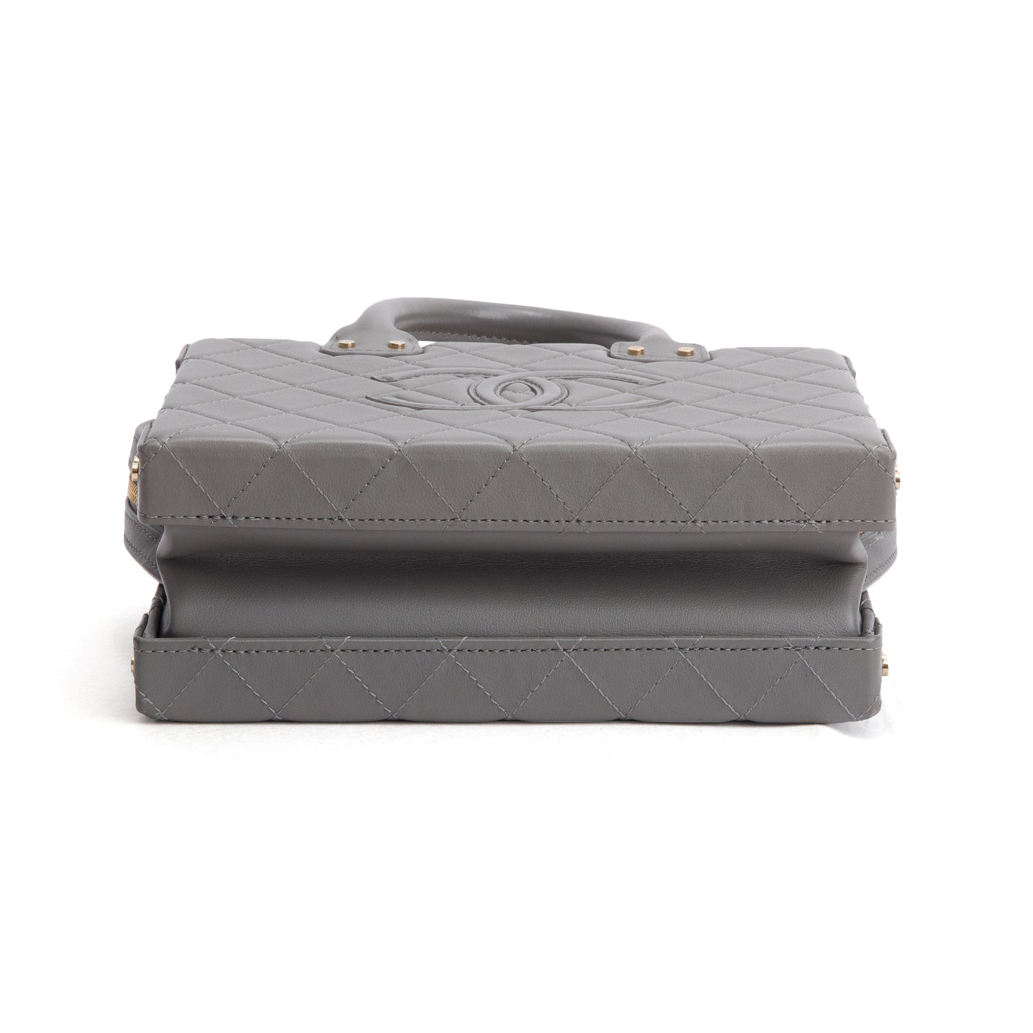 Chanel 2022 Grey Quilted Calfskin Leather Coco Vault Small Vanity Case w/ Box & Receipt