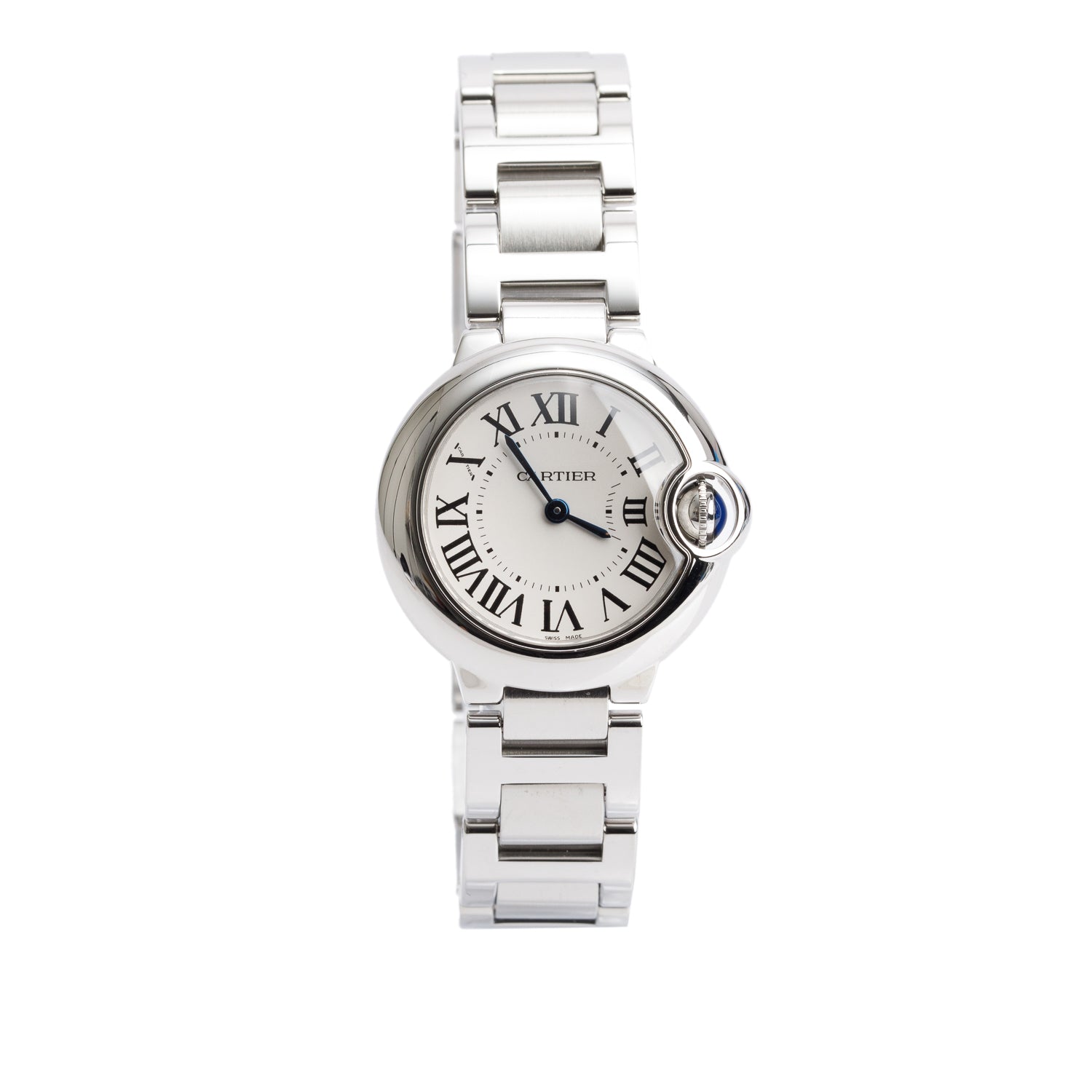Cartier Stainless Steel Ballon Bleu de Cartier 28 MM Quartz Watch Silver Dial 3009 w/ Box