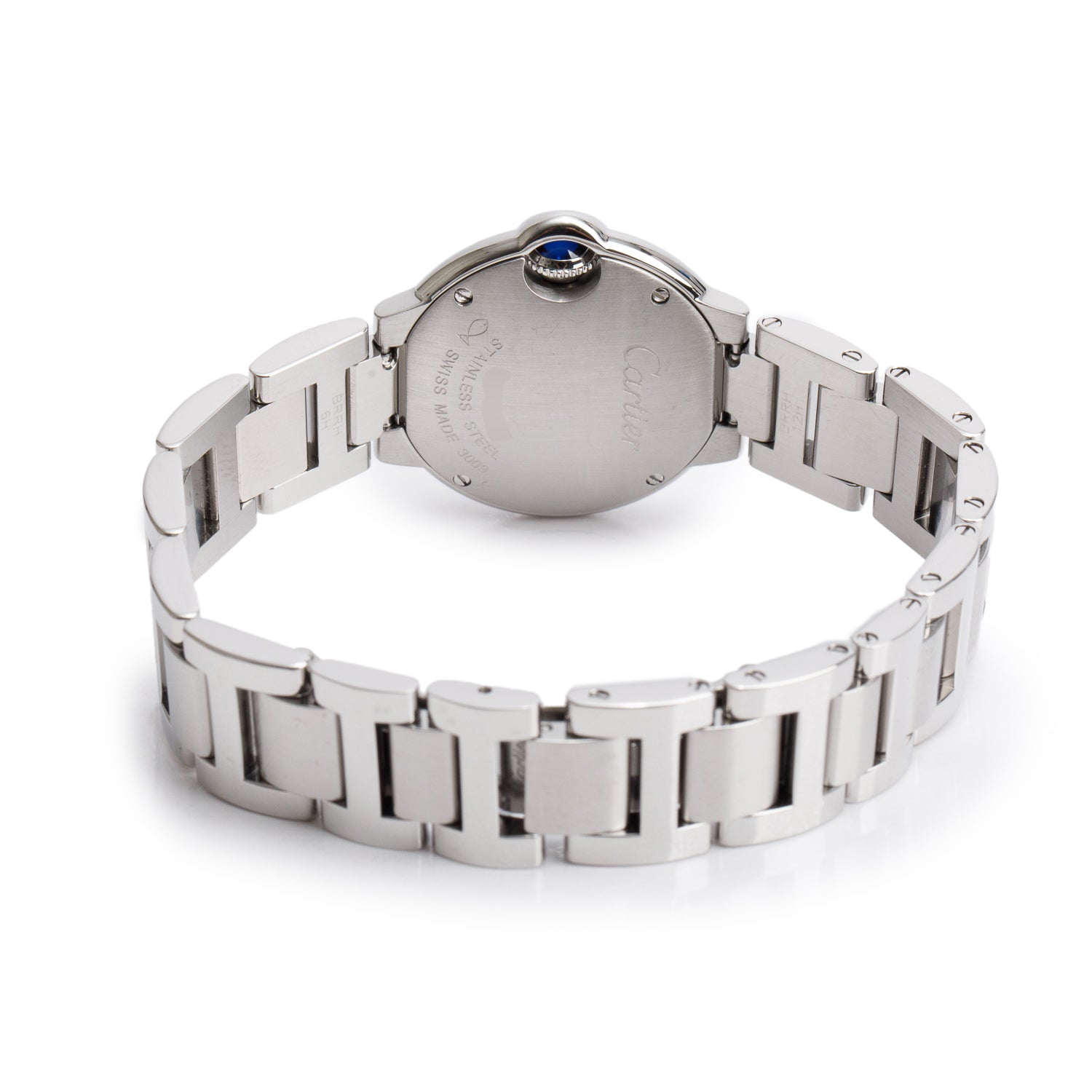 Cartier Stainless Steel Ballon Bleu de Cartier 28 MM Quartz Watch Silver Dial 3009 w/ Box