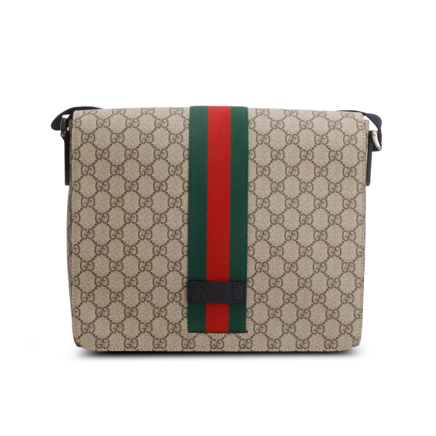 Gucci GG Supreme Monogram Web Flap Messenger Bag