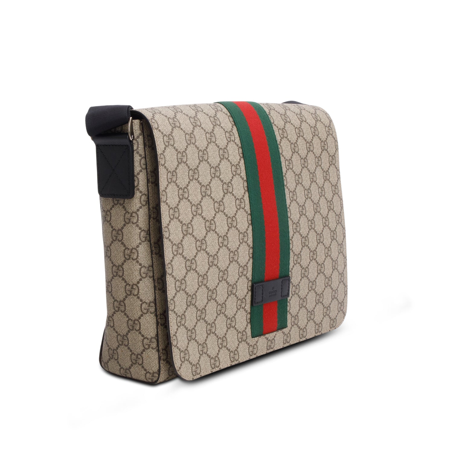 Gucci GG Supreme Monogram Web Flap Messenger Bag