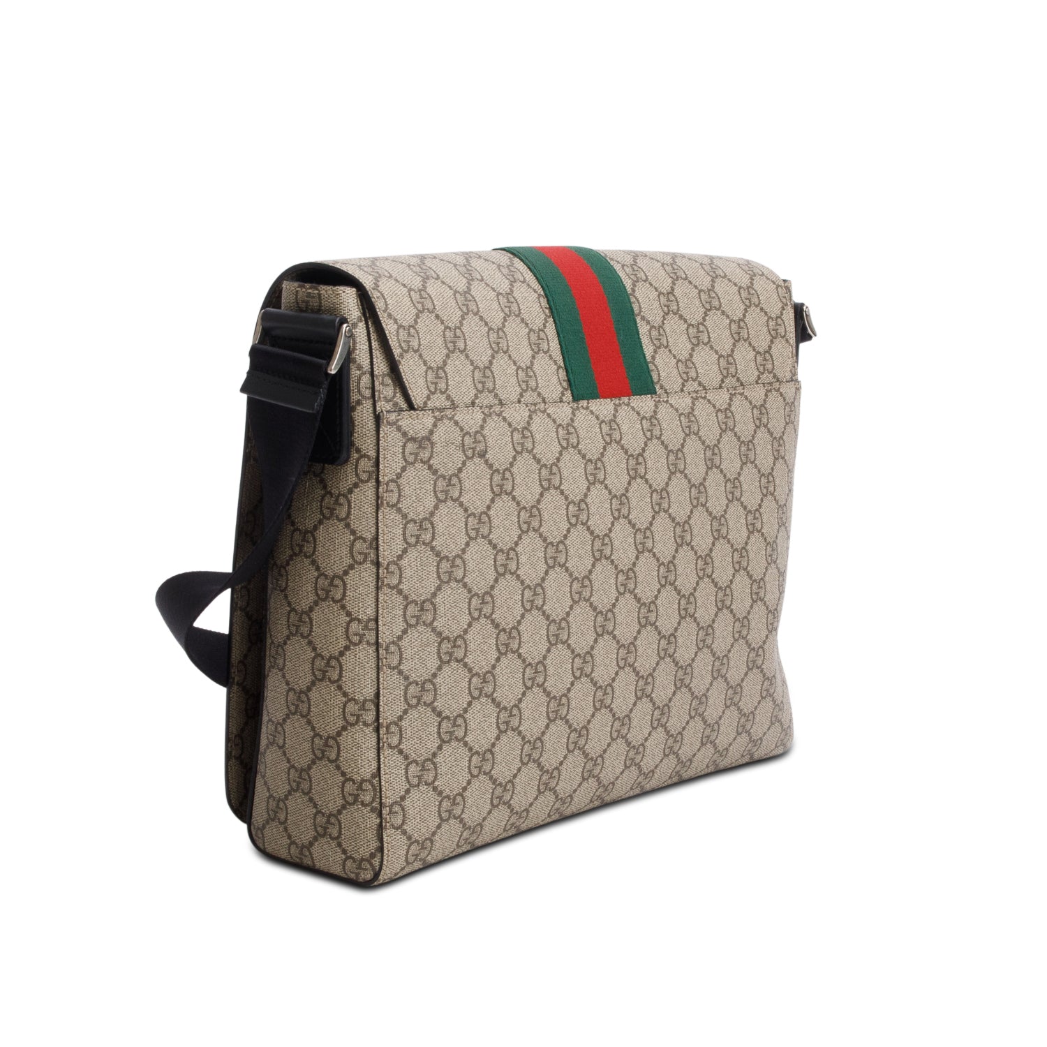 Gucci GG Supreme Monogram Web Flap Messenger Bag