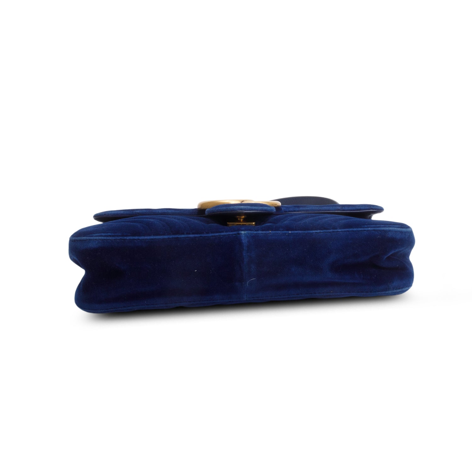 Gucci Blue Velvet Matelasse Medium GG Marmont Shoulder Bag